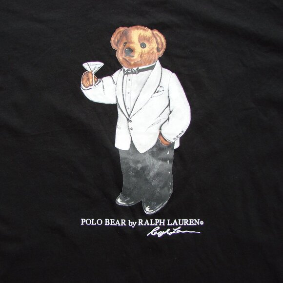 Polo Ralph Lauren Black Tee Shirt Tuxedo Martini Bear Size XL - Picture 5 of 13